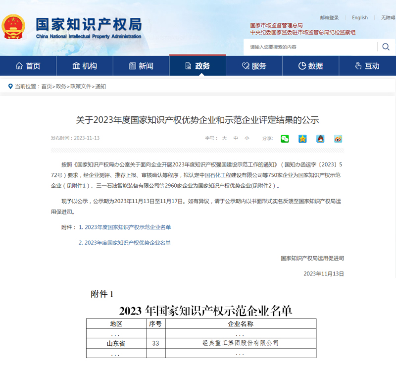 国家级树模+1！经典集团被认定为国家知识产权树模企业